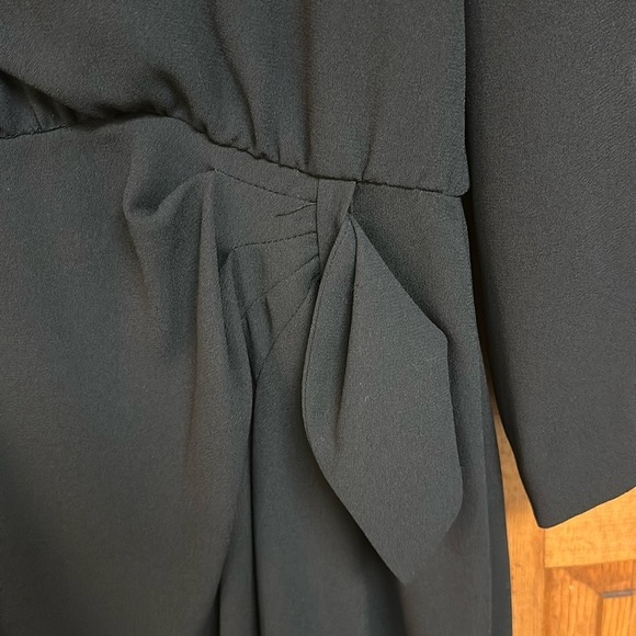 Ms. Chaus Black Dressy Vintage Longsleeved Dress Button/Zipper Back Mock Wrap 10 - Picture 4 of 7